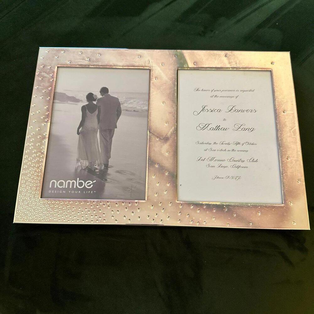 Nambe Dazzle Collection Wedding Invitation Double Frame